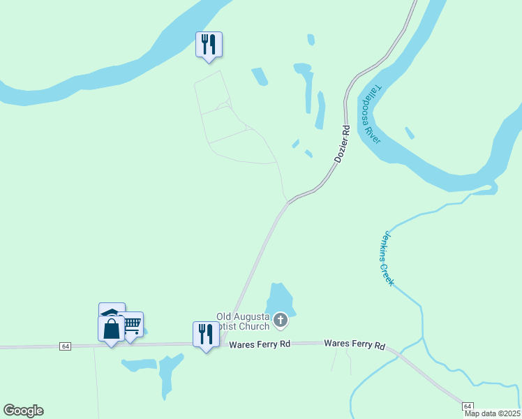 map of restaurants, bars, coffee shops, grocery stores, and more near 1501 Dozier Road in Montgomery