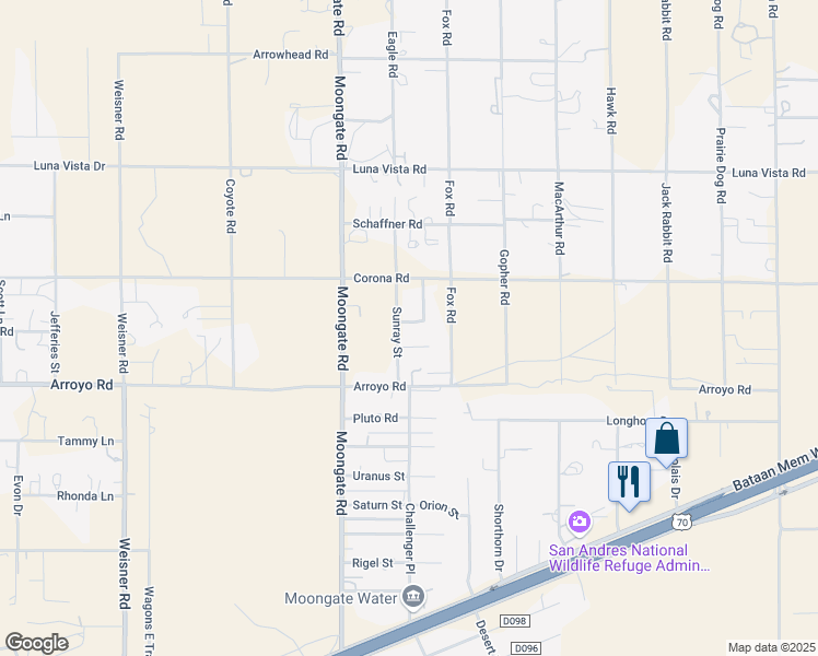 map of restaurants, bars, coffee shops, grocery stores, and more near 6544 Sunray Street in Las Cruces