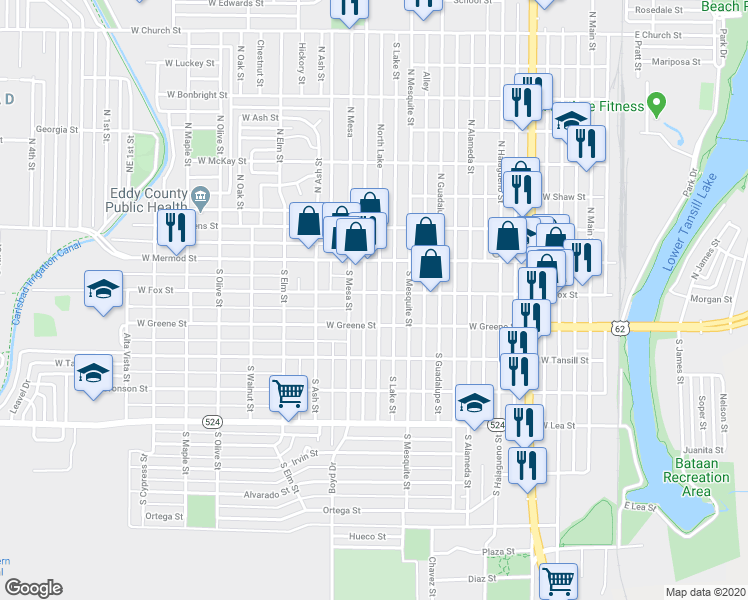 map of restaurants, bars, coffee shops, grocery stores, and more near 201 South Lake Street in Carlsbad