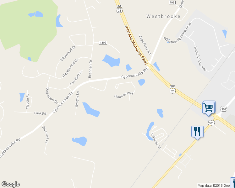 map of restaurants, bars, coffee shops, grocery stores, and more near 217 Courtney Way in Statesboro
