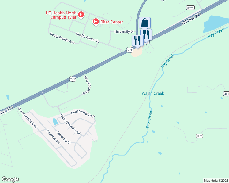 map of restaurants, bars, coffee shops, grocery stores, and more near in Tyler