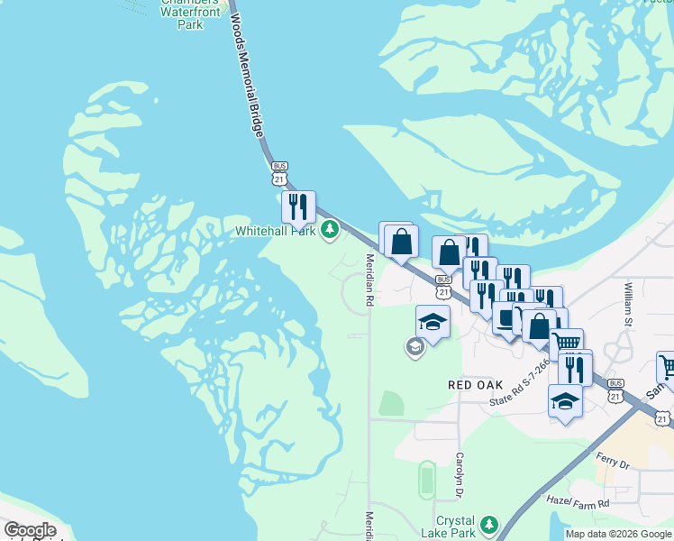 map of restaurants, bars, coffee shops, grocery stores, and more near 4 Harborview Drive in Beaufort