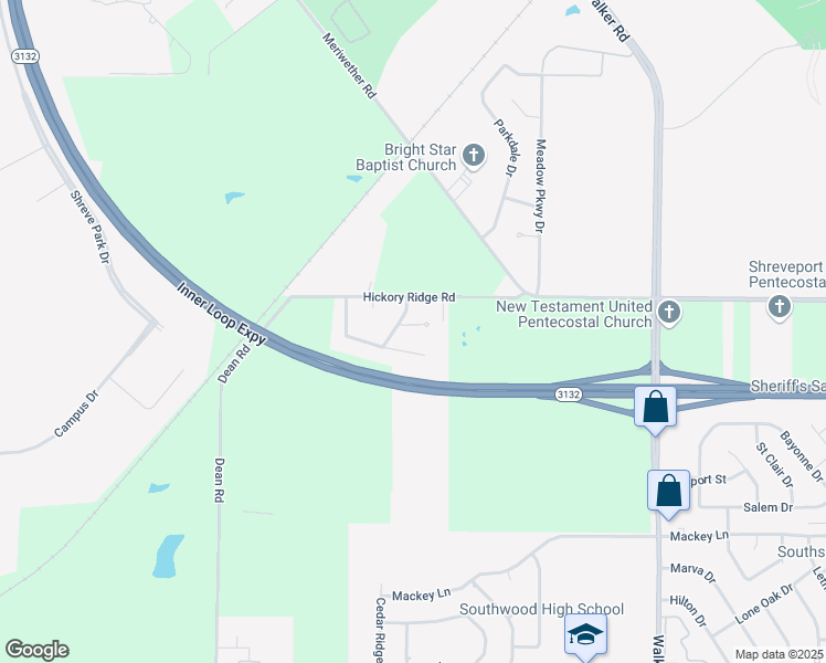 map of restaurants, bars, coffee shops, grocery stores, and more near 3417 Nathan Circle in Shreveport