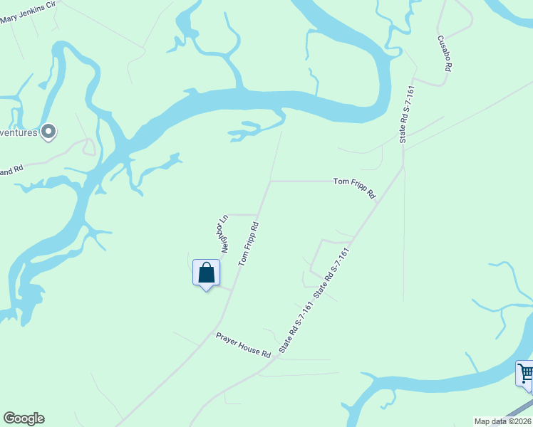 map of restaurants, bars, coffee shops, grocery stores, and more near 282 Tom Fripp Road in Saint Helena Island
