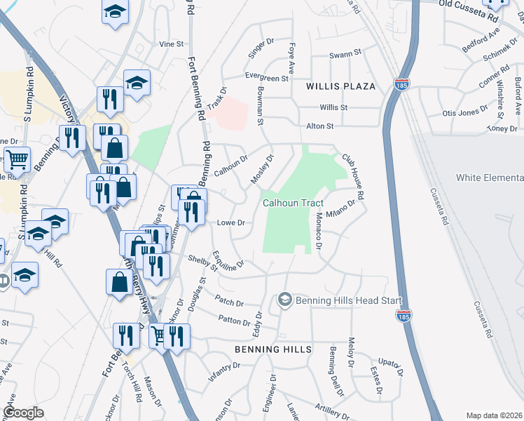 map of restaurants, bars, coffee shops, grocery stores, and more near 3902 Commander Drive in Columbus