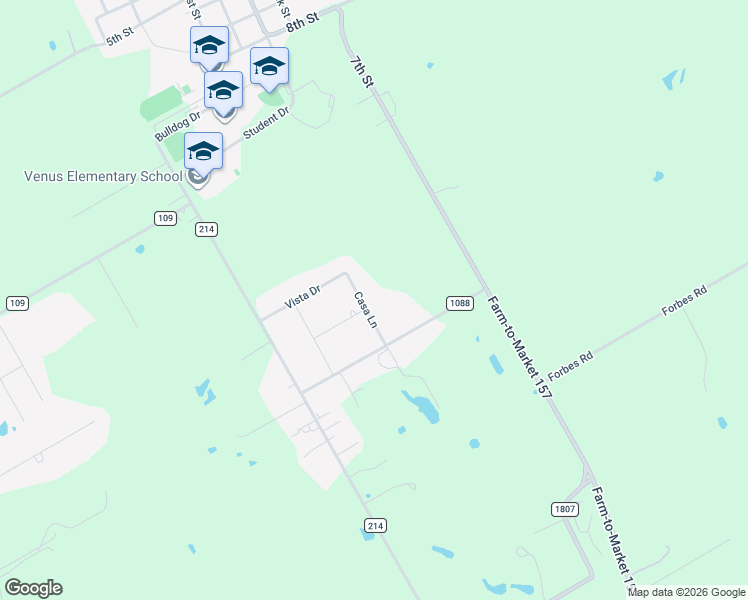 map of restaurants, bars, coffee shops, grocery stores, and more near 1117 Casa Lane in Venus