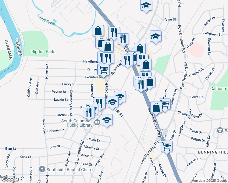 map of restaurants, bars, coffee shops, grocery stores, and more near 3324 Marathon Drive in Columbus
