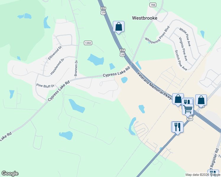 map of restaurants, bars, coffee shops, grocery stores, and more near 209 Courtney Way in Statesboro