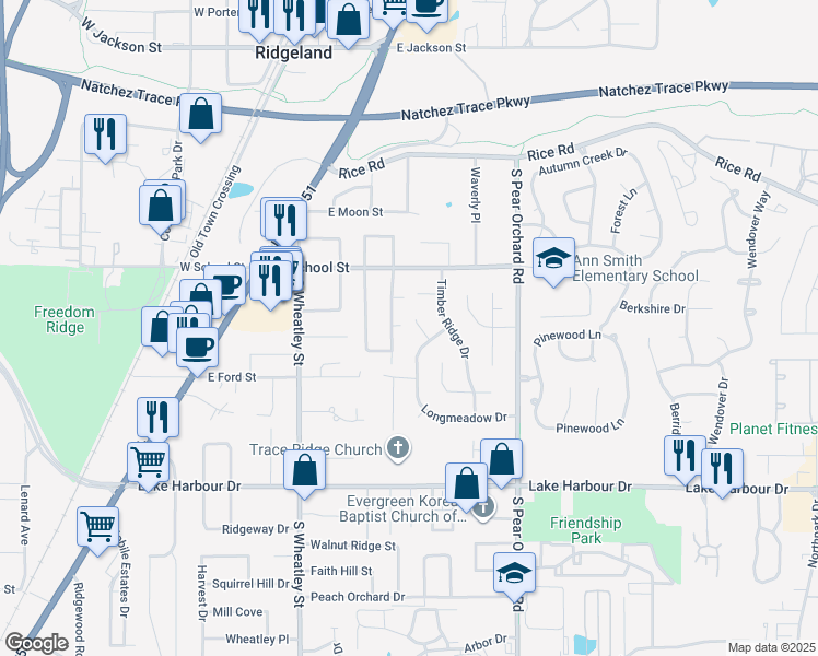 map of restaurants, bars, coffee shops, grocery stores, and more near 285 Longwood Cove in Ridgeland