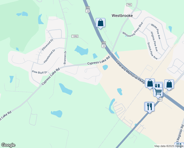 map of restaurants, bars, coffee shops, grocery stores, and more near 110 Lindsay Court in Statesboro