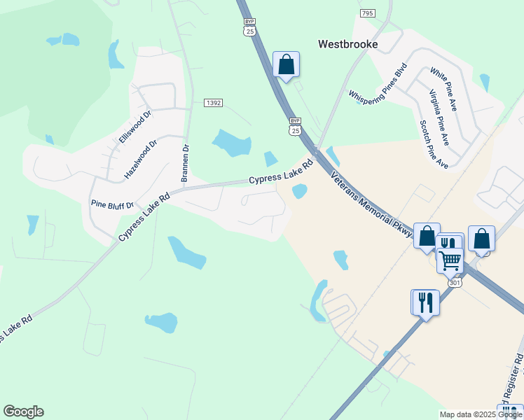 map of restaurants, bars, coffee shops, grocery stores, and more near 110 Lindsay Court in Statesboro