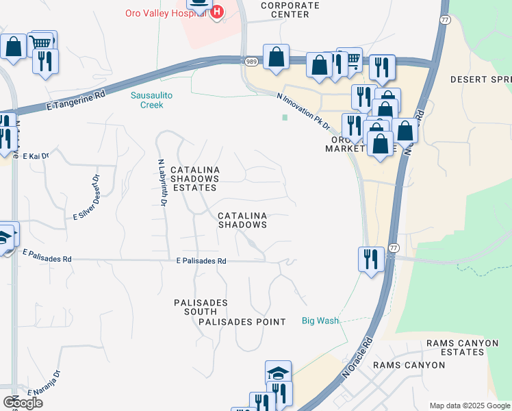 map of restaurants, bars, coffee shops, grocery stores, and more near 1790 E Ganymede Dr in Tucson