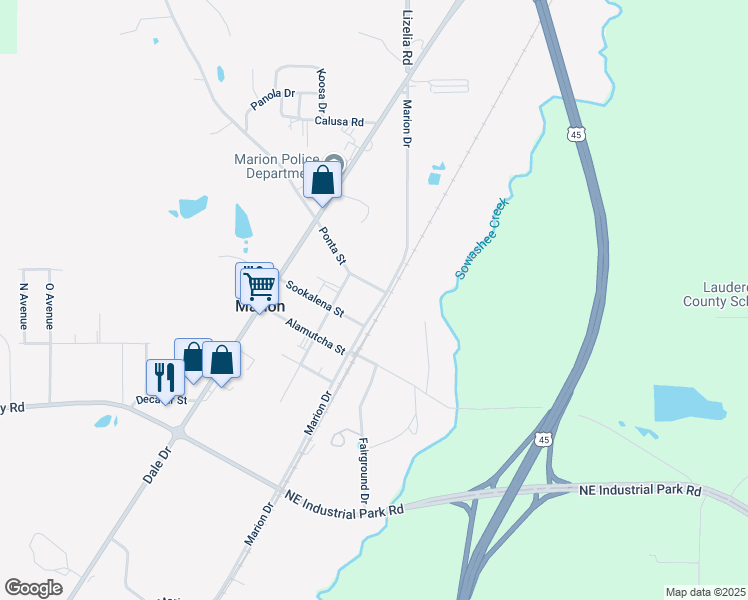 map of restaurants, bars, coffee shops, grocery stores, and more near 5765 Marion Drive in Marion