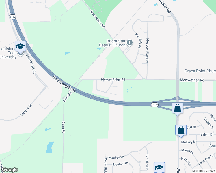 map of restaurants, bars, coffee shops, grocery stores, and more near 8816 Nathan Drive in Shreveport