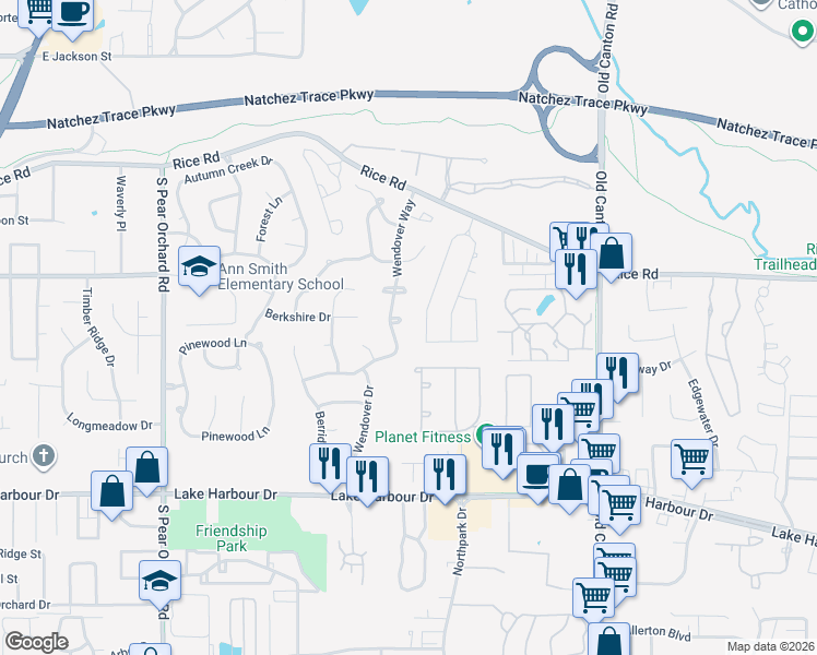 map of restaurants, bars, coffee shops, grocery stores, and more near 632 Sheringham Court in Ridgeland