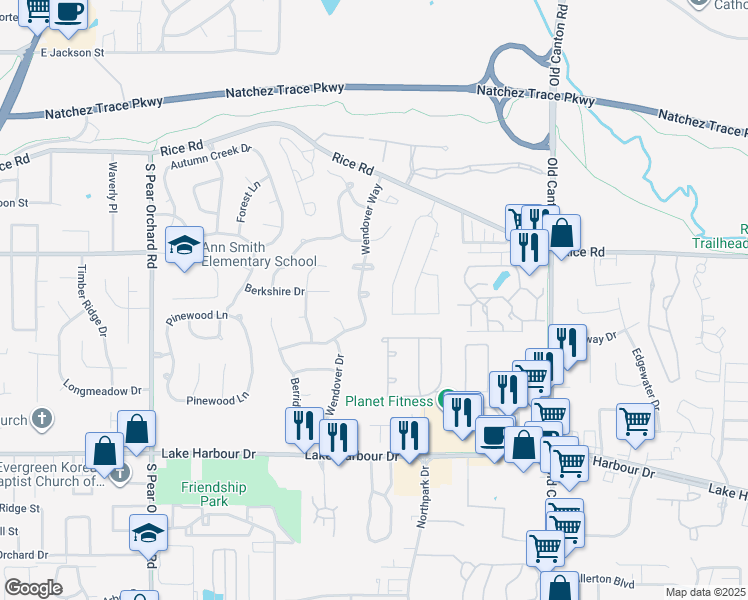map of restaurants, bars, coffee shops, grocery stores, and more near 632 Sheringham Court in Ridgeland