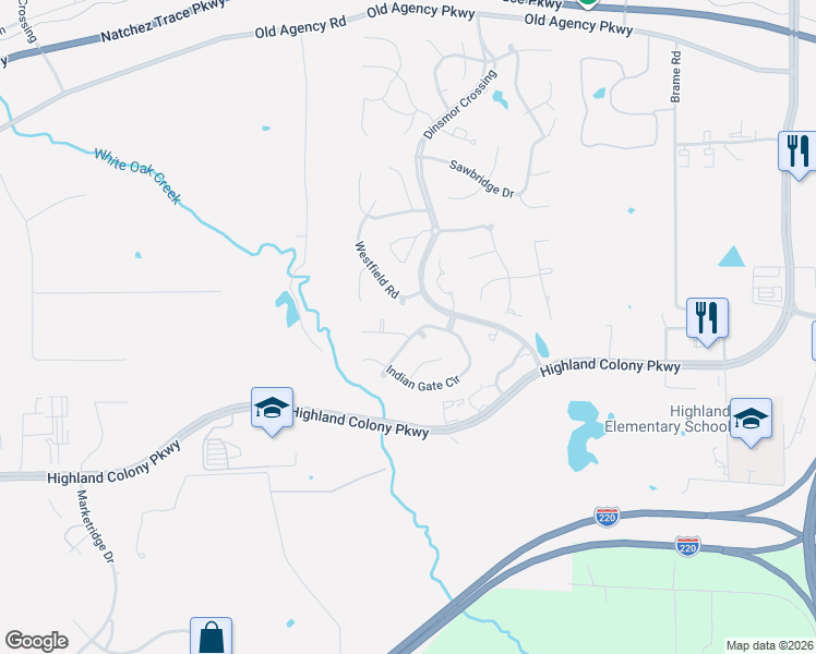 map of restaurants, bars, coffee shops, grocery stores, and more near 304 Indian Gate Cove in Ridgeland