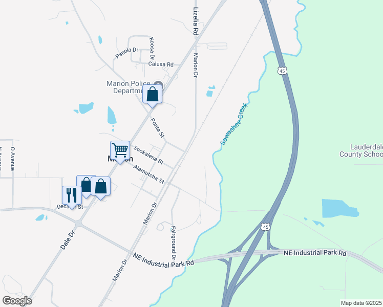map of restaurants, bars, coffee shops, grocery stores, and more near in Marion