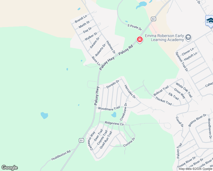 map of restaurants, bars, coffee shops, grocery stores, and more near 2201 Woodview Trail in Granbury