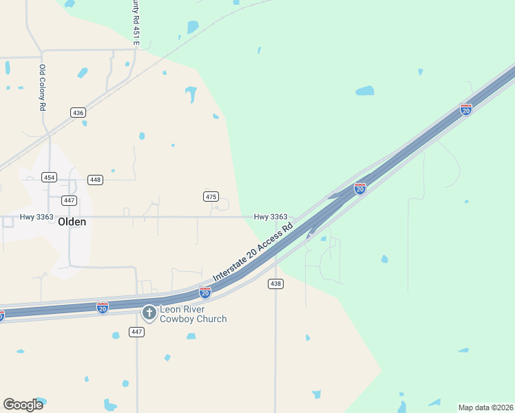 map of restaurants, bars, coffee shops, grocery stores, and more near 254 Farm to Market Road 3363 in Eastland