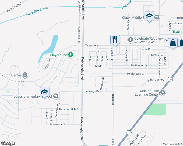 map of restaurants, bars, coffee shops, grocery stores, and more near 6217 Duchess Avenue in Abilene