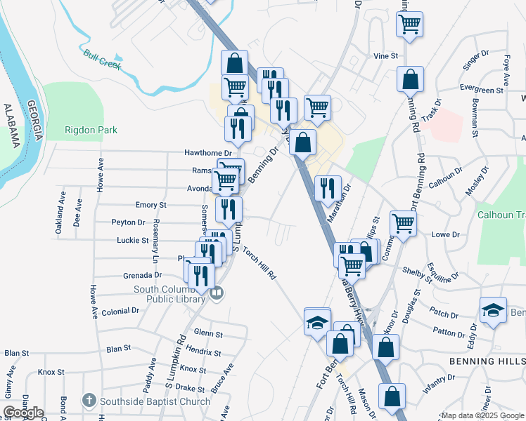 map of restaurants, bars, coffee shops, grocery stores, and more near 3324 Marathon Drive in Columbus