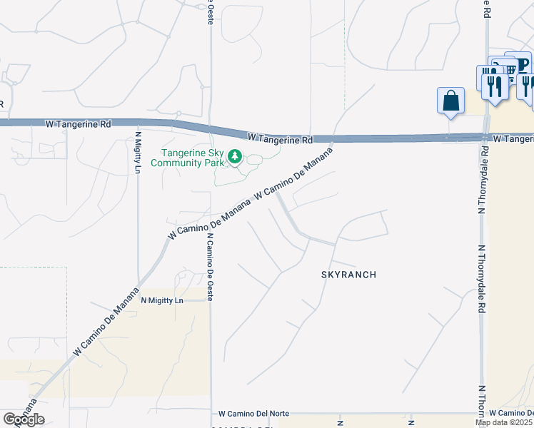 map of restaurants, bars, coffee shops, grocery stores, and more near 4419 West Cloud Ranch Place in Marana