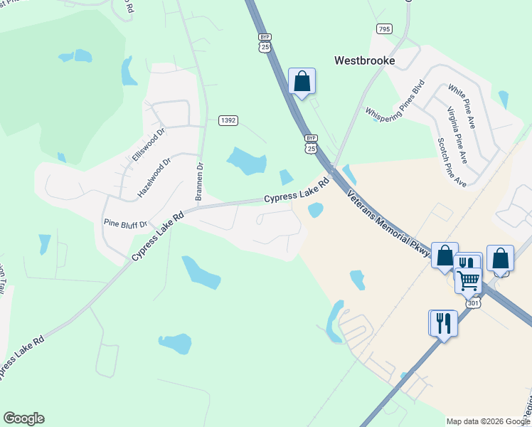 map of restaurants, bars, coffee shops, grocery stores, and more near 110 Lindsay Court in Statesboro