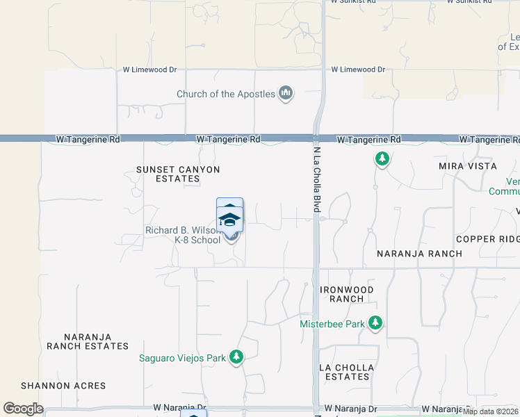 map of restaurants, bars, coffee shops, grocery stores, and more near 2282 West Tangor Place in Oro Valley