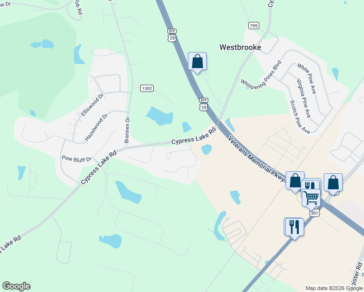 map of restaurants, bars, coffee shops, grocery stores, and more near 101 Lindsay Court in Statesboro