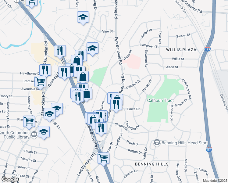 map of restaurants, bars, coffee shops, grocery stores, and more near 3700 Chapman Way in Columbus