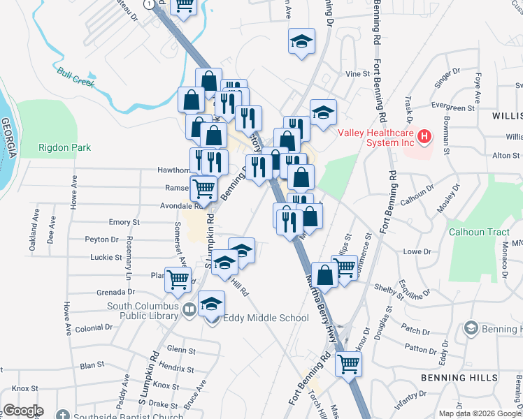 map of restaurants, bars, coffee shops, grocery stores, and more near 1703 Elvan Avenue in Columbus