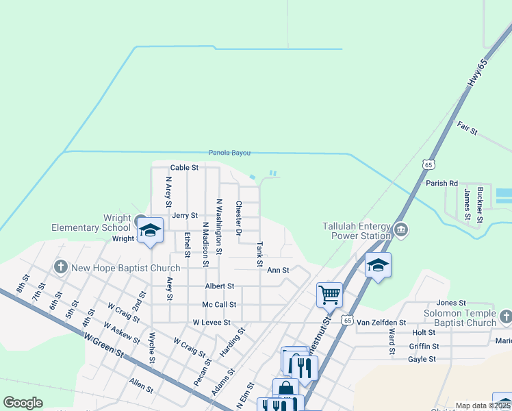 map of restaurants, bars, coffee shops, grocery stores, and more near 708-710 Tank Street in Tallulah