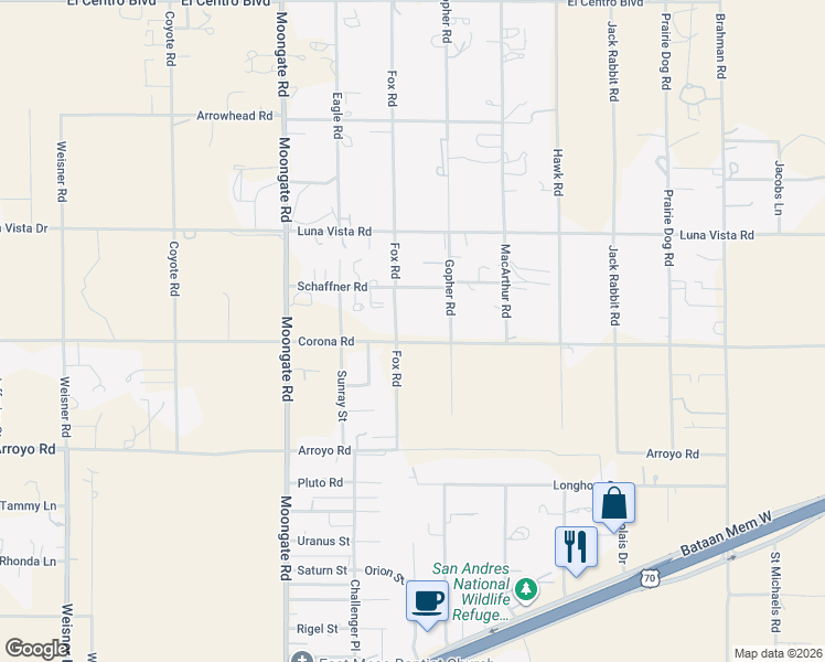 map of restaurants, bars, coffee shops, grocery stores, and more near 9525 Corona Road in Las Cruces