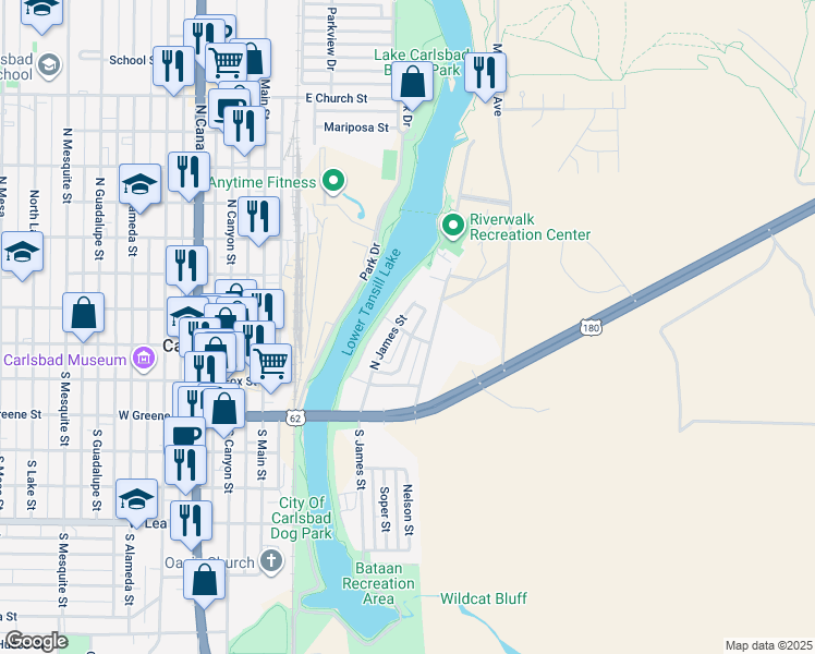 map of restaurants, bars, coffee shops, grocery stores, and more near 404 Anderson Street in Carlsbad