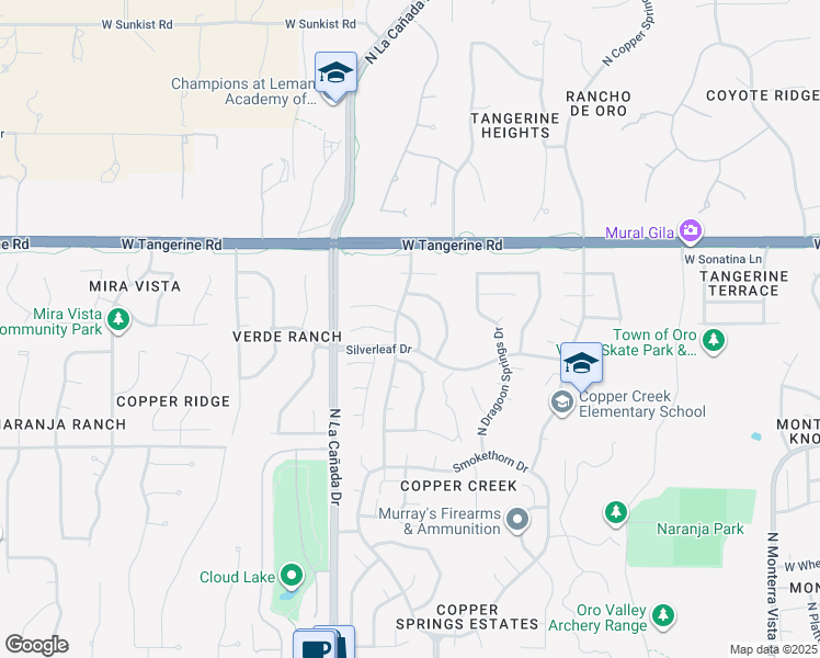 map of restaurants, bars, coffee shops, grocery stores, and more near 11841 North Desert Slopes Way in Tucson