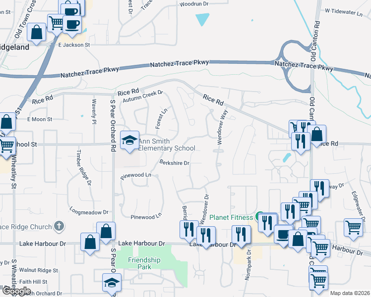 map of restaurants, bars, coffee shops, grocery stores, and more near 622 Eastwyck Drive in Ridgeland