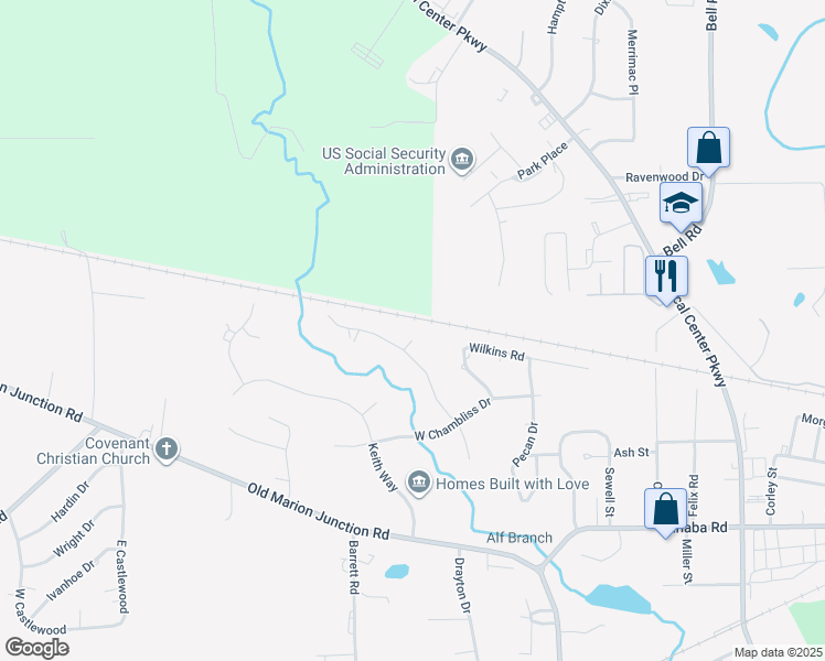 map of restaurants, bars, coffee shops, grocery stores, and more near 45 Berkeley Circle in Selma