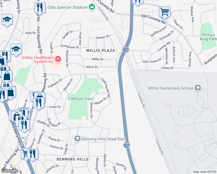 map of restaurants, bars, coffee shops, grocery stores, and more near 1204 Club House Road in Columbus
