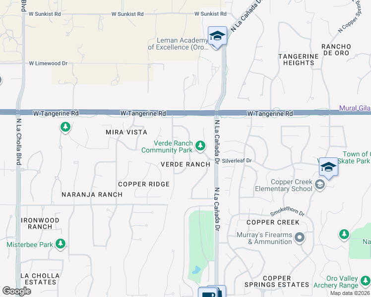 map of restaurants, bars, coffee shops, grocery stores, and more near 11847 North Mesquite Hollow Drive in Oro Valley