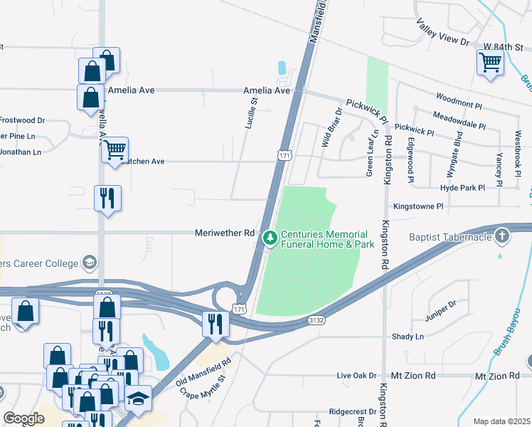 map of restaurants, bars, coffee shops, grocery stores, and more near in Shreveport