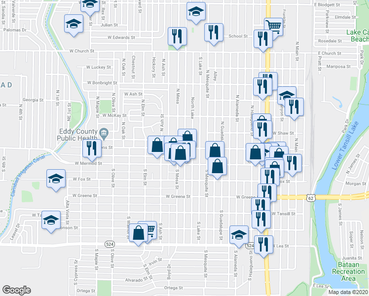 map of restaurants, bars, coffee shops, grocery stores, and more near 850 West Stevens Street in Carlsbad