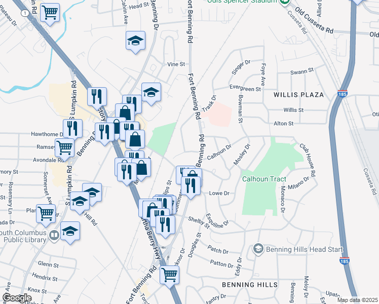map of restaurants, bars, coffee shops, grocery stores, and more near 3700 Chapman Way in Columbus
