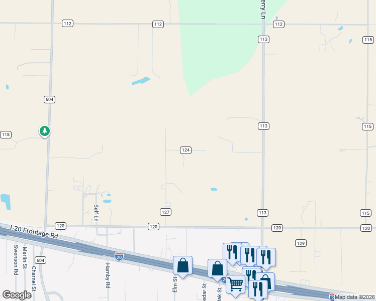 map of restaurants, bars, coffee shops, grocery stores, and more near Chickamauga Road in Callahan County