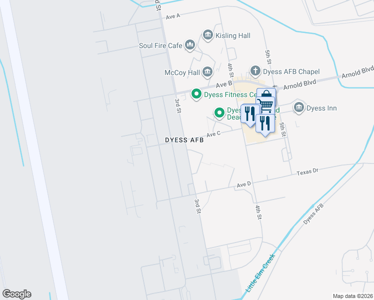 map of restaurants, bars, coffee shops, grocery stores, and more near 3rd Street in Abilene