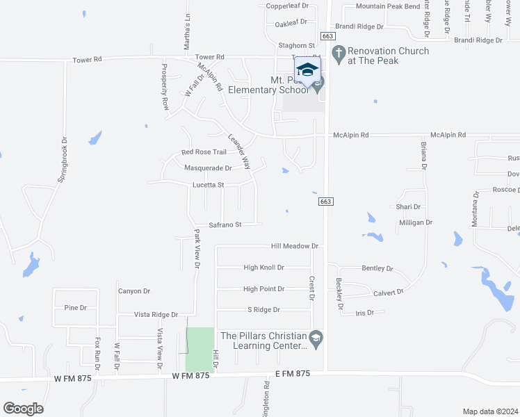 map of restaurants, bars, coffee shops, grocery stores, and more near 5630 Leander Way in Midlothian