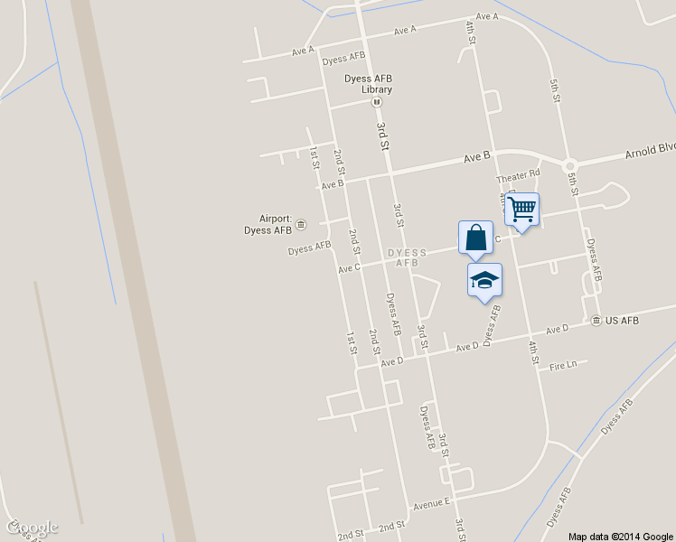 map of restaurants, bars, coffee shops, grocery stores, and more near 1st St in Abilene