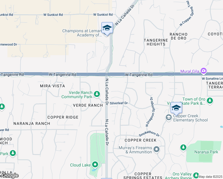 map of restaurants, bars, coffee shops, grocery stores, and more near 11900 North La Cañada Drive in Oro Valley