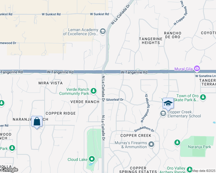 map of restaurants, bars, coffee shops, grocery stores, and more near 11900 North La Cañada Drive in Oro Valley