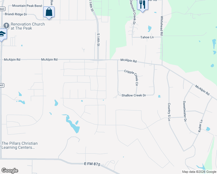 map of restaurants, bars, coffee shops, grocery stores, and more near 5618 Ranger Drive in Midlothian
